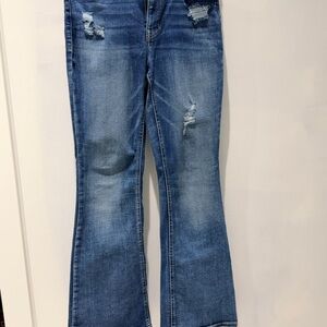 Edge Blue Distressed Flare Jeans